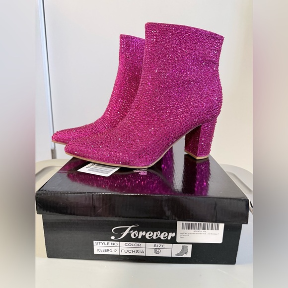 Forever Link Shoes - Brand new hot pink rhinestone ankle boots — total statement shoes 💖✨